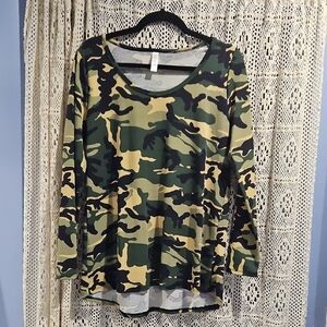 LuLaRoe Camouflage Long Sleeve Top Medium